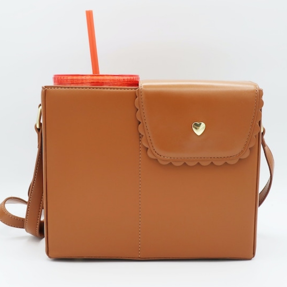 Kate Gabrielle Cute and Hydrated Cupholder Ella Purse with Pocket Caramel/tan